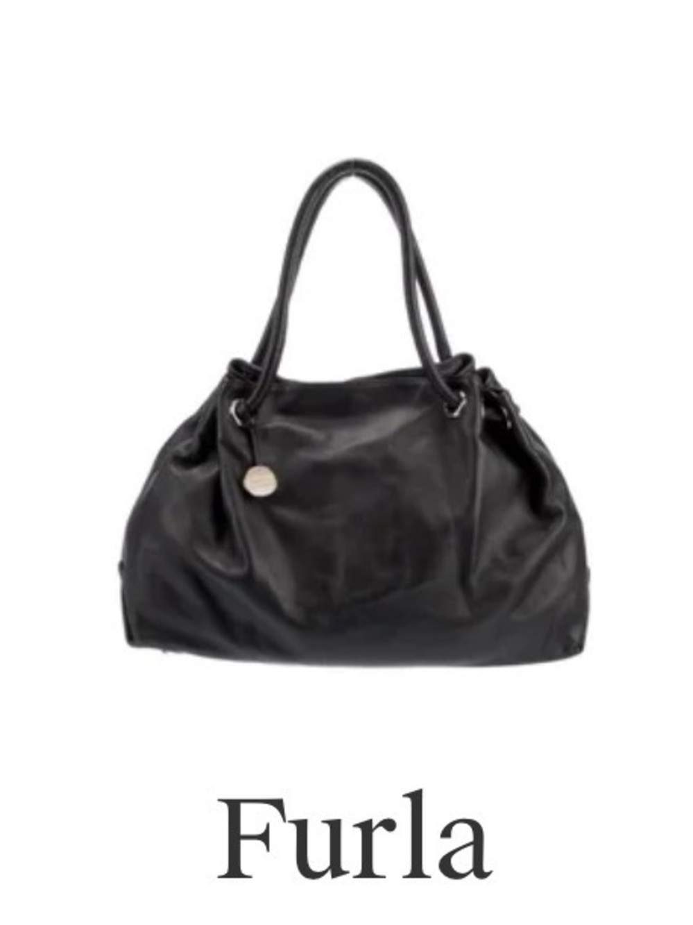 Furla Black Leather Shoulder Bag with Dual Handles